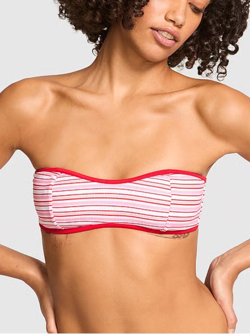 New! Pink x Frankie's Bikinis Monty Rib Bikini Top Size Small 34660